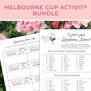 Melbourne Cup Activity, Racehorse Name Tag, Horse Racing Colouring Activity, Melbourne Cup Teaching Resource, Printable  | INSTANT DOWNLOAD