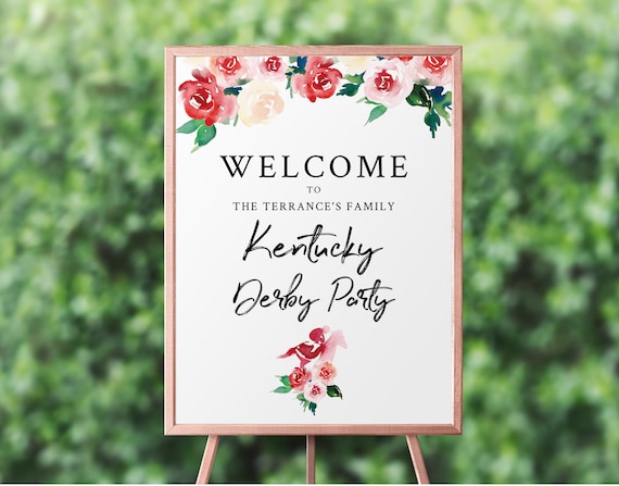 Kentucky Derby Party Welcome Sign Template, Derby Bridal Shower