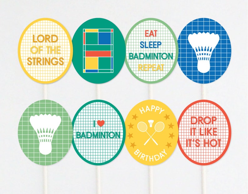 Badminton Party Cupcake Toppers, Birthday Cake Toppers, Badminton Lover ...