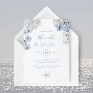 Beach Bridal Shower Invitation Template, Hamptons Bridal Shower Invitation, Ocean Bridal Shower, Coastal Bridal Shower | INSTANT DOWNLOAD