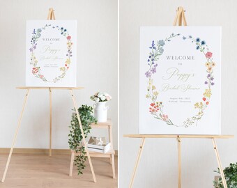 Wildflower Bridal Shower Welcome Sign Template, Cottagecore, Country, Garden, Editable | INSTANT DOWNLOAD