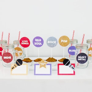 Karaoke Party Cupcake Toppers, Karaoke Party Dekoration, Tischkarten, Lebensmitteletiketten, Geschenkanhänger, Party Favor, Printable | SOFORTIGER DOWNLOAD