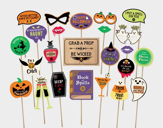 Halloween Photo Booth Props Halloween Party Decorations Funny Halloween Grown up Halloween Witches Party Printable DIGITAL DOWNLOAD Etsy