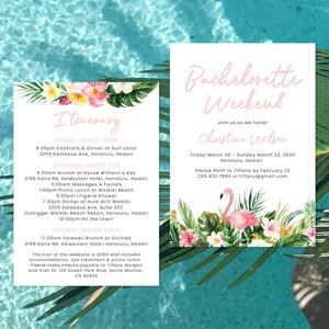 Tropical Bachelorette Invitation Template, Bachelorette Itinerary, Beach Bachelorette Invitation, Hens Party Invite | INSTANT DOWNLOAD