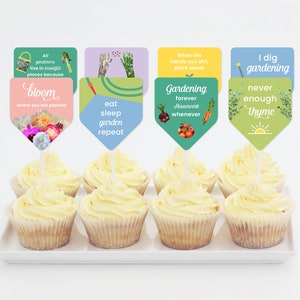 Gardening Party Cupcake Topper, Garden Party Cake, Garden Cake, Garden Decorations, Birthday, Gardener Gift, Printable | INSTANT DOWNLOAD