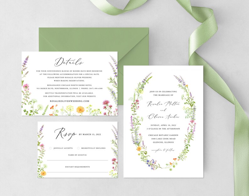 Garden Wedding Bundle Template Botanical Wedding Invitation Outdoor Wedding theme Greenery Wedding Herbs Plants INSTANT