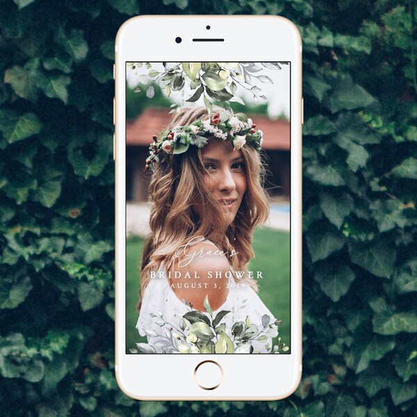 Rustic Bridal Shower Snapchat Geofilter, Editable Template, Greenery Bridal Shower Filter, Rustic Boho Bridal Shower | INSTANT DOWNLOAD