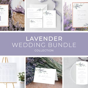 Lavender Wedding Bundle Template, BONUS Templates, Purple Wedding Bundle, Lilac Wedding Bundle, Rustic Wedding Bundle | INSTANT DOWNLOAD