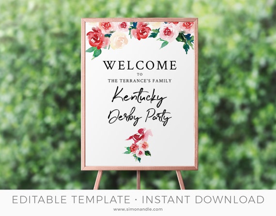 Kentucky Derby Party Welcome Sign Template Derby Sign Derby Etsy