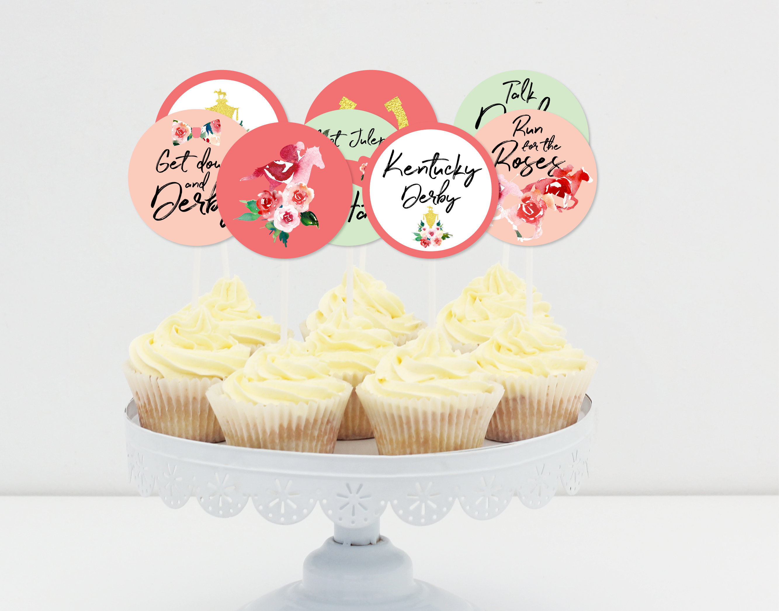 Kentucky Derby Cupcake Topper Run for the Roses Kentucky Etsy