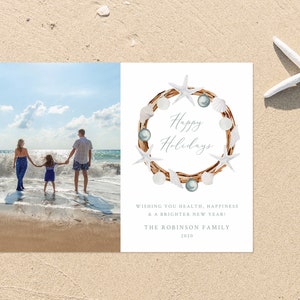 Zomerkerstkaart, familiekerstfotokaart, sjabloon, Aussie-kerst, strandkerstkaart, tropische kerst | DIRECT DOWNLOADEN