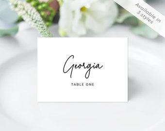 Minimalist Place Cards Template, Modern, Tent Cards, Minimalist Wedding, Name Cards, Buffet Card, Printable, Editable | INSTANT DOWNLOAD