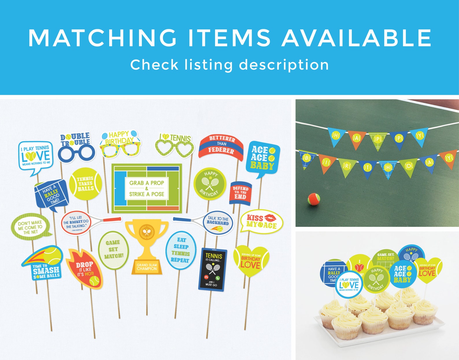 Tennis Photo Booth Props Tennis Party Decorations Tennis Etsy