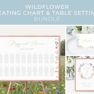 Wildblumen Hochzeit Sitzplan Bundle Vorlage, Sitzplan Berghochzeit, Tischdekoration, Tischnummer, Tischkarten | SOFORTIGER DOWNLOAD