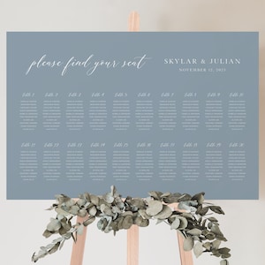 Dusty Blue Seating Chart Template, Beach Wedding Seating Chart, Modern Seating Plan, Modern Coastal, Minimalist Wedding | INSTANT DOWNLOAD