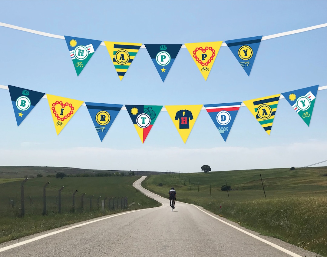 Cycling Happy Birthday Banner, Cycling Party Decorations, Bicycle ...