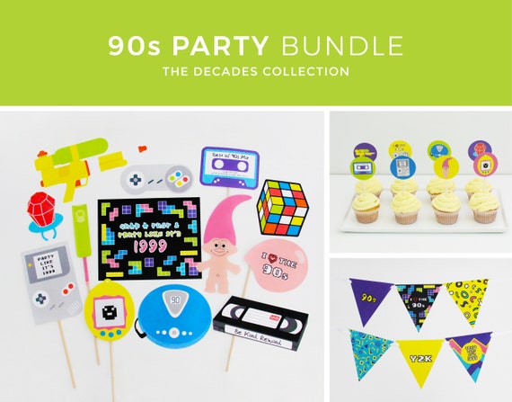 90s Party Decorations 90s Photo Booth Props Banner Cupcake - Etsy