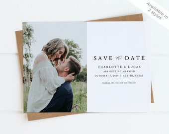 Minimalist Save the Date Photo Card Template, Minimalist Save the Date Card, Save the Date Card, Minimalist Wedding | INSTANT DOWNLOAD