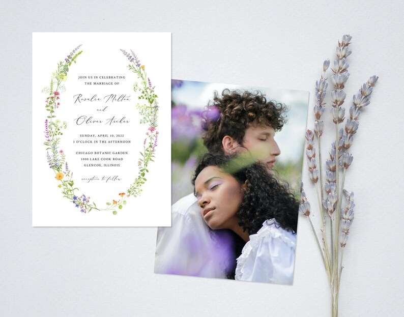 Garden Wedding Invitation Template Botanical Wedding Outdoor Wedding Invite Herbs Plants Lavender Editable INSTANT DOWNLOAD