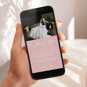 Digitale Dankeschön-Foto-Kartenvorlage, Dusty Rose Dankeschön-Karte, Rosa Dankeschön-Fotokarte, Dusty Rose Hochzeit, Evite | SOFORTIGER DOWNLOAD