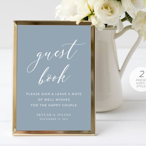 Dusty Blue Wedding GuestBook Sign Template, Dusty Blue Guest Book Sign, Minimalist Guest Book Sign, Beach Wedding Sign | INSTANT DOWNLOAD