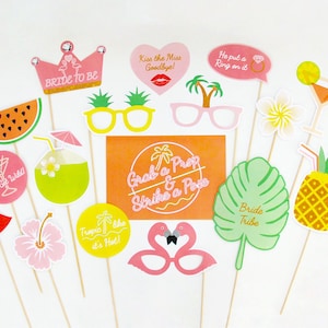 Tropical Bridal Shower Photo Booth Props, Tropical Bachelorette Party Props, Hens Night, Beach Bride, Printable | INSTANT DOWNLOAD