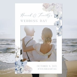 Hamptons Wedding Photo Prop Frame Template, Custom, Beach Wedding Photo Booth Props, Printable, Editable | INSTANT DOWNLOAD