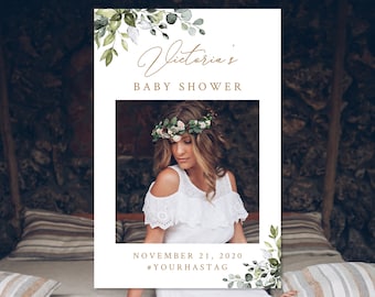 Szablon ramki na rustykalne zdjęcie z baby shower, ramka na selfie z baby shower, rustykalne rekwizyty na baby shower, rekwizyty do fotobudki | NATYCHMIASTOWE POBIERANIE