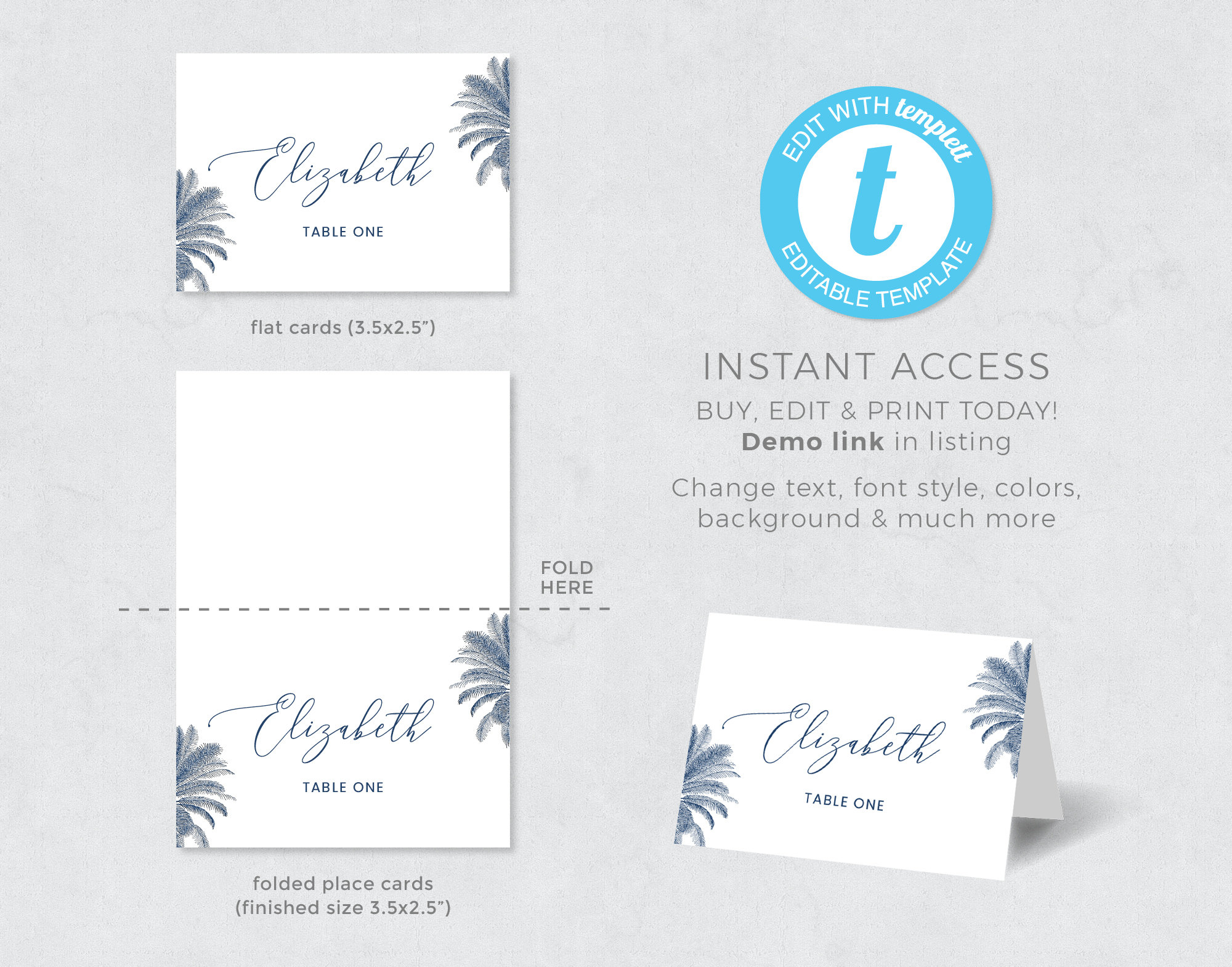 Beach Place Cards Hamptons Place Cards Template Beach - Etsy