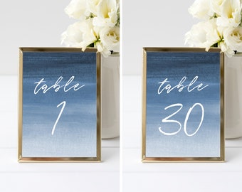 de carte numéro de table pour mariage de plage bleu, numéro de table de plage, numéro de table bleu de mariage, panneau océanique de table | TÉLÉCHARGEMENT IMMÉDIAT