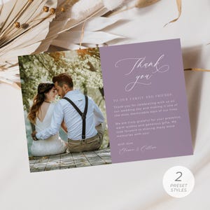 Lavendel bedankkaart bruiloft bruiloft, paarse bedankkaarten bruiloft, lila bedankkaart bruiloft | DIRECT DOWNLOADEN