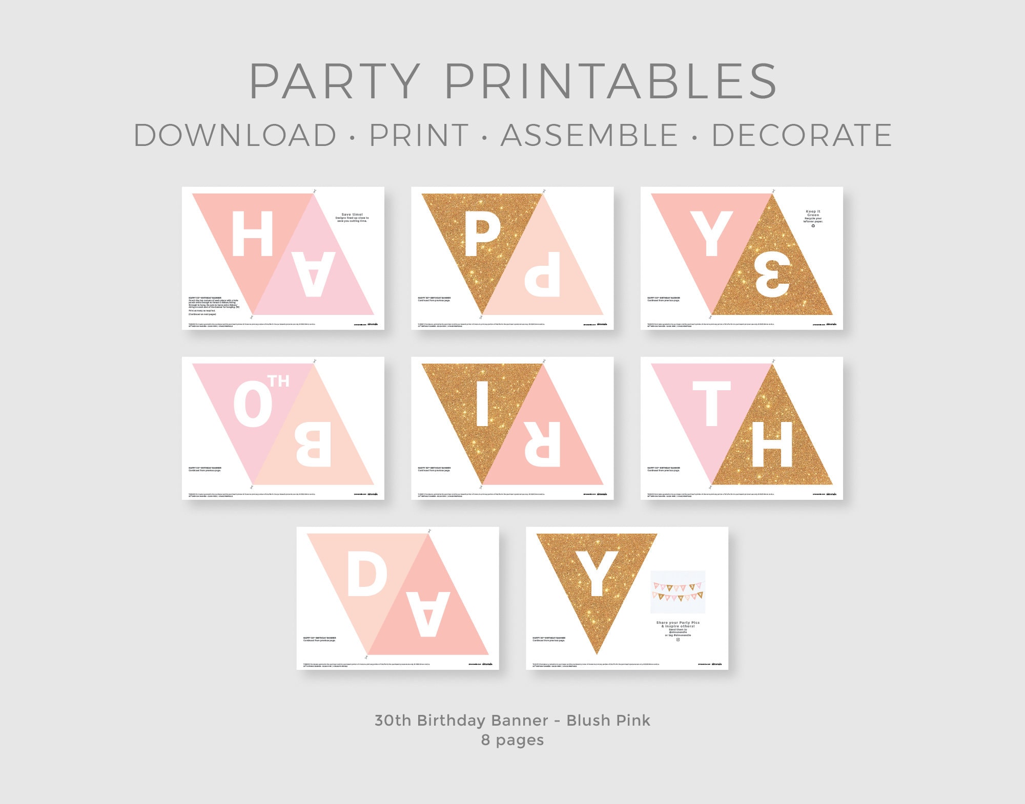 Happy 30th Birthday Banner 30th Birthday Bunting 30th - Etsy