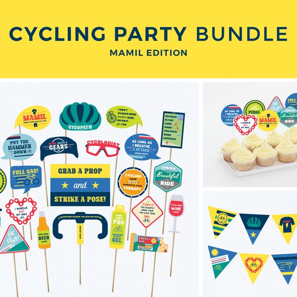 Cycling Birthday Decorations, Mamil, Cycling Props, Cycling Party, Bicycle, Bike, Cycling Quote, Cyclist Gift, Printable | INSTANT DOWNLOAD