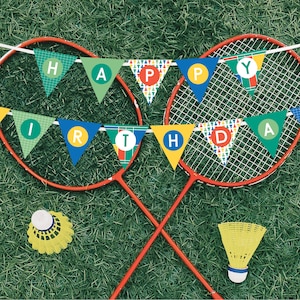 Badminton Birthday Banner, Badminton Banner, Badminton Party Decorations, Bunting, Badminton Party, DIY, Printable | INSTANT DOWNLOAD