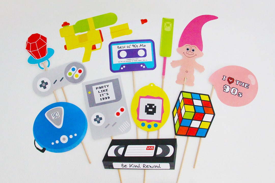 90s Photo Booth Props Printable, 90s Party Theme, 90s Toys, Retro ...