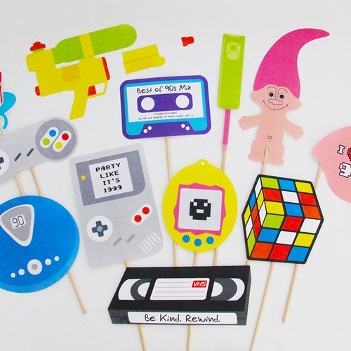 90's Printable Party Photo Booth Props Signs INSTANT - Etsy