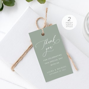 Sage Green Wedding Favor Template, Sage Green Thank You Favour, Minimalist Wedding Favor, Custom Wedding Favor, Editable | INSTANT DOWNLOAD
