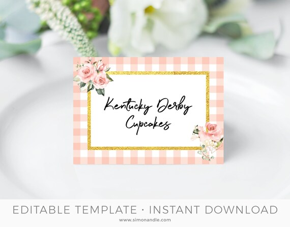 Spring Kentucky Derby Party Place Cards Template Derby Food Etsy