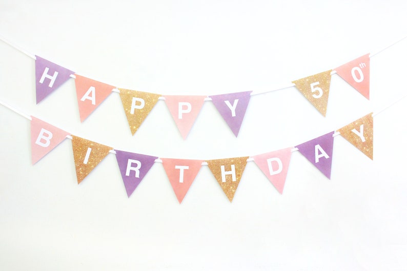 50th Banner 50th Birthday Decorations 50th Bunting 50th Etsy