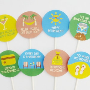 Décorations de cupcakes pour départ en retraite à imprimer, décorations de gâteau pour départ en retraite, décorations de fête, citations rigolotes | TÉLÉCHARGEMENT IMMÉDIAT