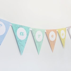 Farewell Banner Printable, Farewell Bunting, Bon Voyage, World Map, Travel, Adventure, Party Printable | INSTANT DOWNLOAD