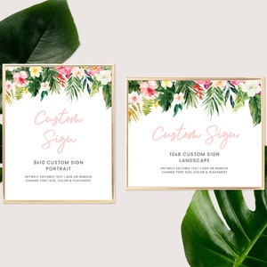 Tropical Wedding Sign Template, Custom Tropical Wedding Sign, Beach Wedding Sign template, Hawaiian Wedding Sign | INSTANT DOWNLOAD