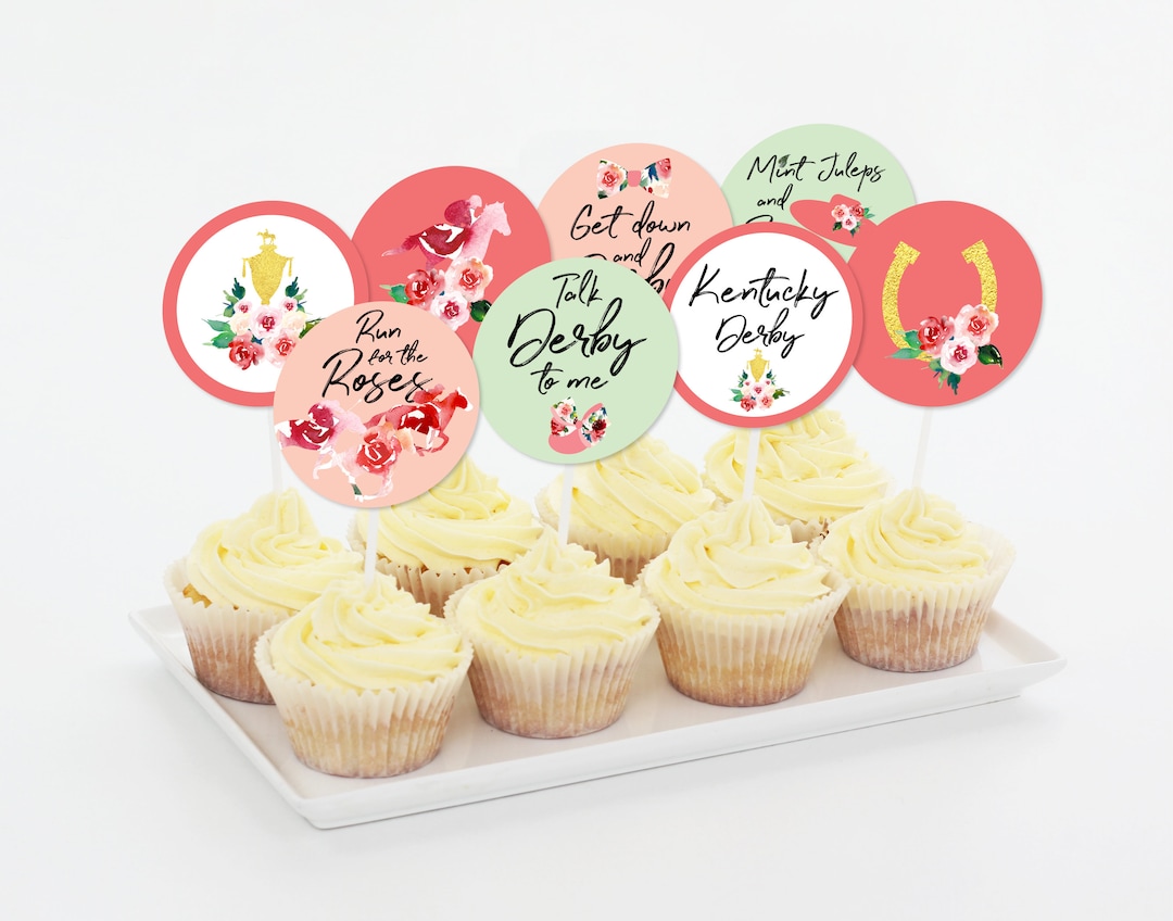 Kentucky Derby Cupcake Topper, Run for the Roses, Kentucky Cupcake