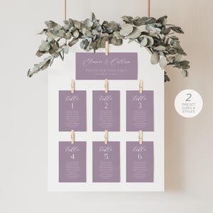 Lavender Wedding Seating Chart Template, Lilac Wedding Seating Chart, Purple Wedding Seating Chart, Modern Seating Cards | INSTANT DOWNLOAD