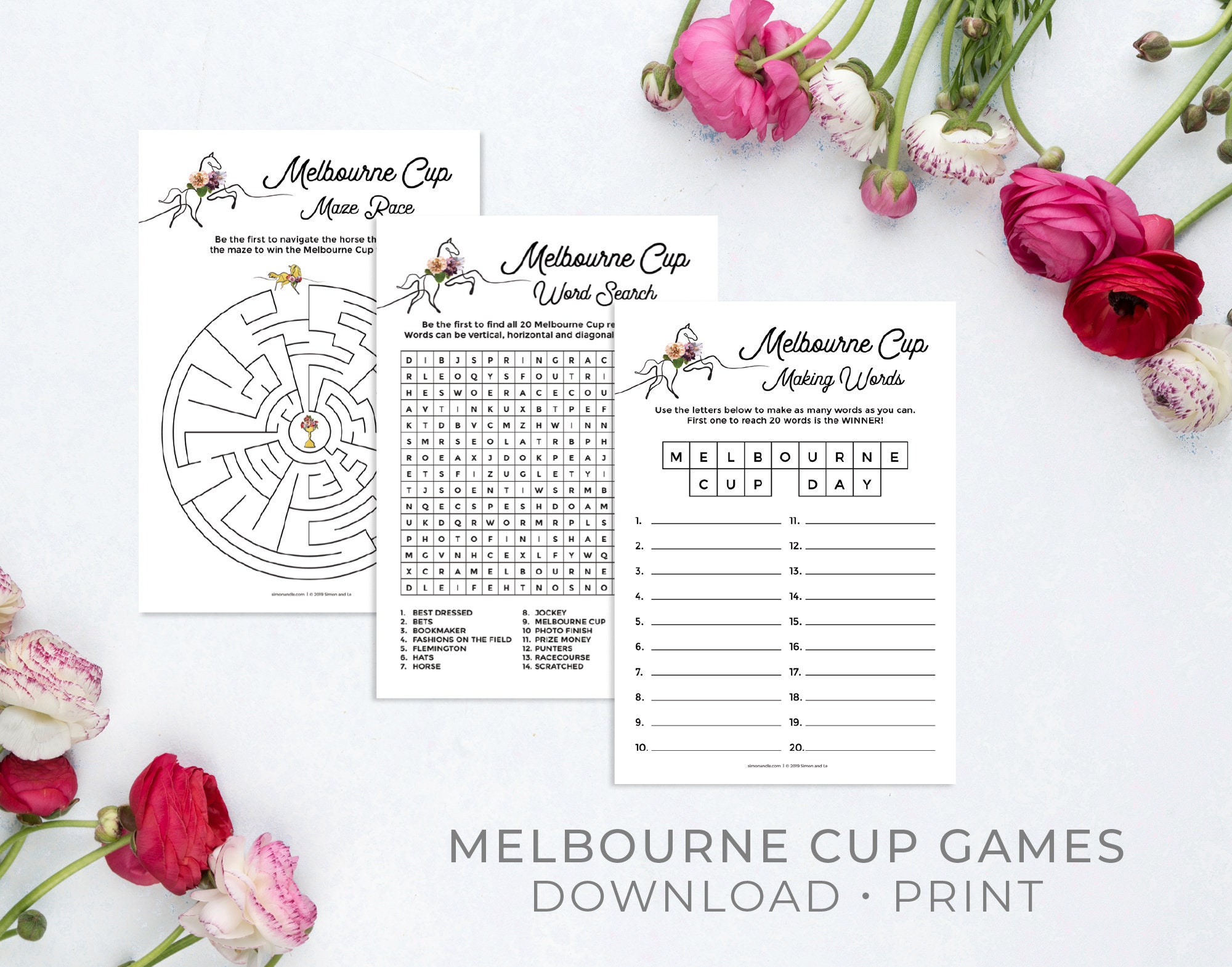 Melbourne Cup Party Games Melbourne Cup Activities Word Etsy Australia