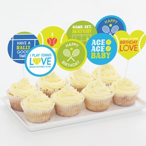 Tennis Birthday Cupcake Toppers, Tennis Cupcake Toppers, Tennis Birthday Decorations, Tennis Party, Printable | INSTANT DOWNLOAD