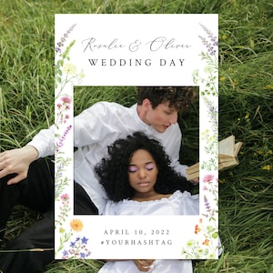 Garden Wedding Photo Booth Frame Template, Garden Wedding Props, Wedding Photo Booth Props, Rustic Wedding Props | INSTANT DOWNLOAD