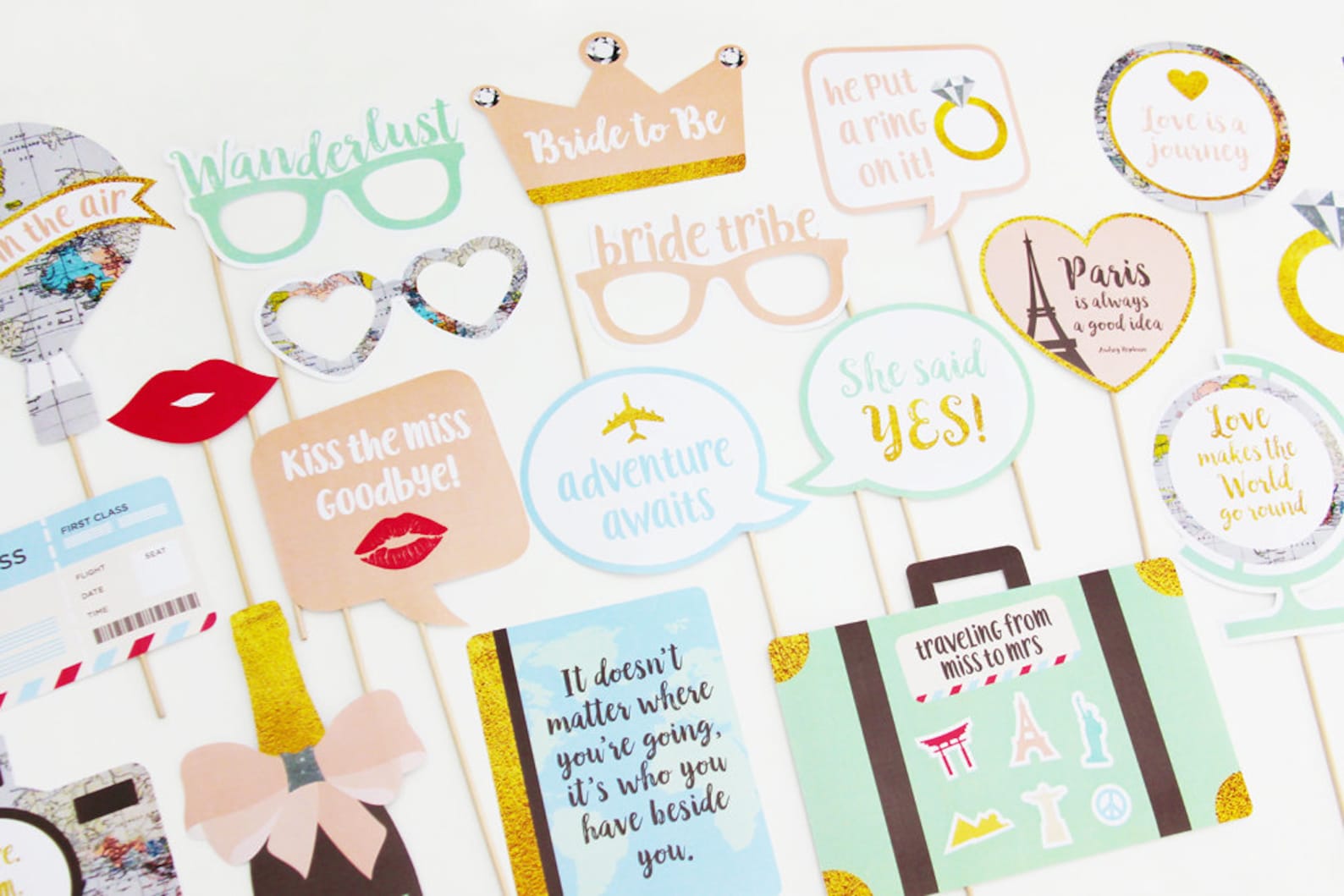 Travel Bridal Shower Photo Booth Props Bachelorette Party Etsy