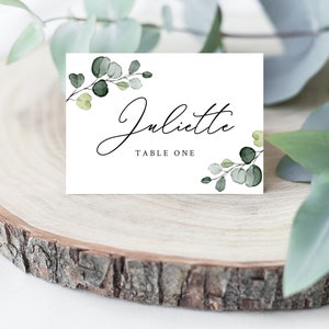 Modèle de marque-page pour mariage rustique, marque-places de verdure, cartes de visite pour mariage, noms d'invités à un mariage, cartes de noms d'invités | TÉLÉCHARGEMENT IMMÉDIAT