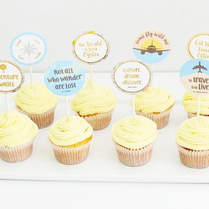 Travel Cupcake Toppers, Travel Cake Topper, Travel Party Decorations, Travel Cake,  Printable | INSTANT DOWNLOAD
